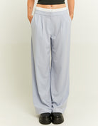 Double Waist Wide Leg Trousers | Light Blue