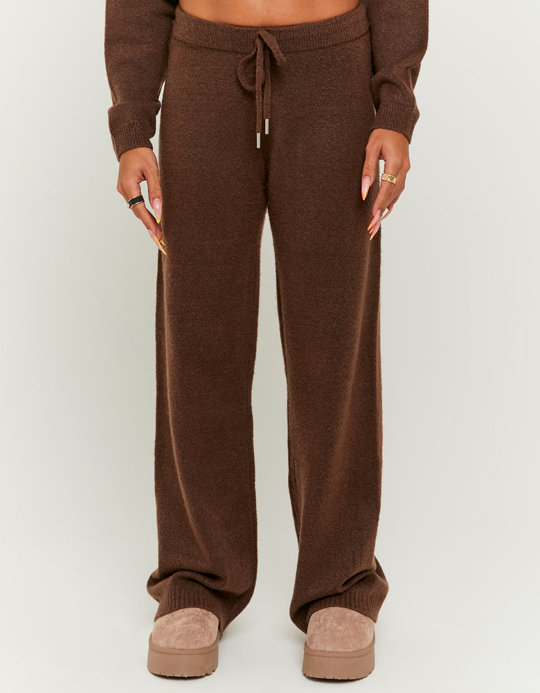 Flare Knitted Trousers | Brown