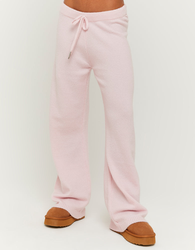 Flare Knitted Trousers | Pink