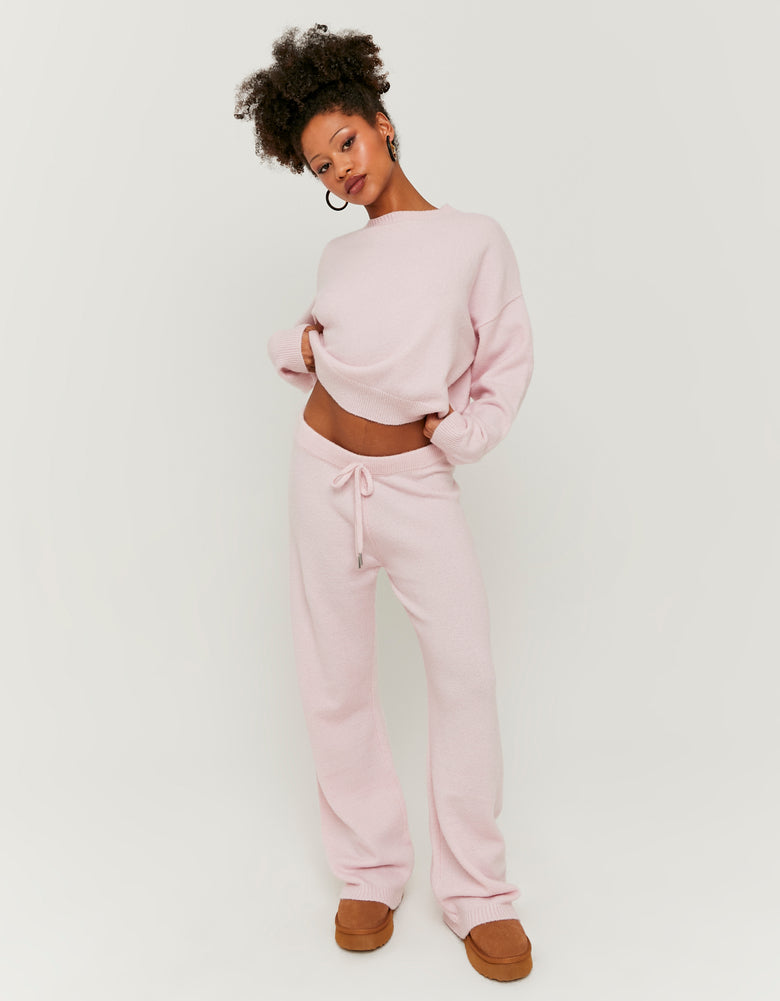 Flare Knitted Trousers | Pink