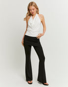 Mid Waist Flared Trousers | Black