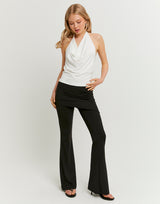 Mid Waist Flared Trousers | Black