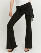 Mid Waist Flared Trousers | Black