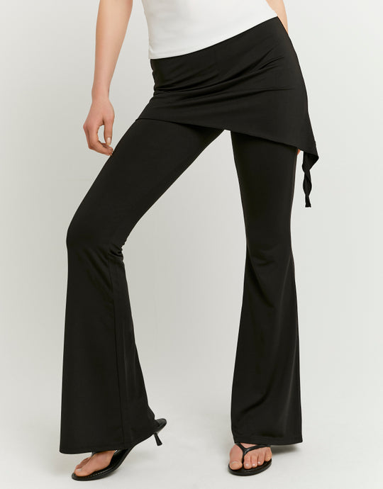 Mid Waist Flared Trousers | Black