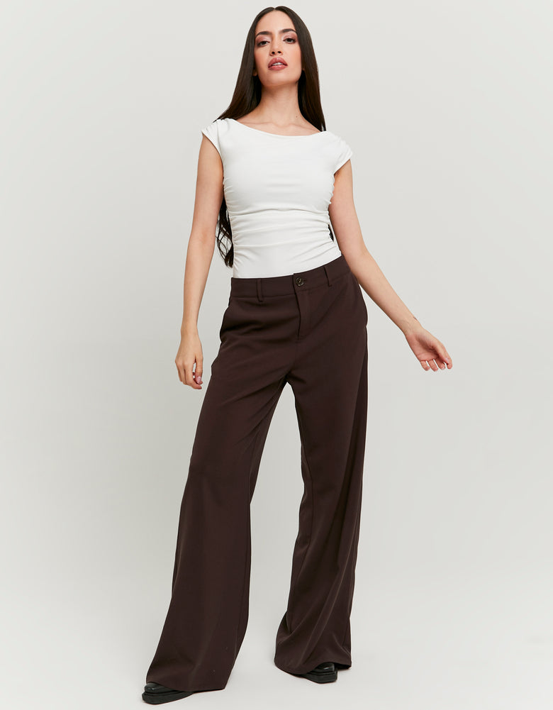 Tailored Wide Leg Trousers | Brown
