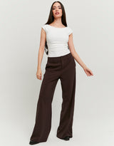 Tailored Wide Leg Trousers | Brown