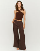 Mid-Rise Straight Leg Trousers | Brown