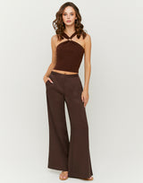Mid-Rise Straight Leg Trousers | Brown