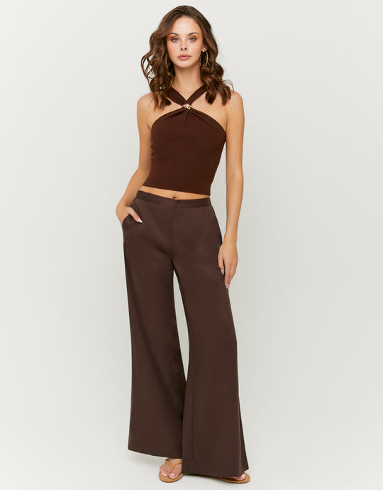 Mid-Rise Straight Leg Trousers | Brown