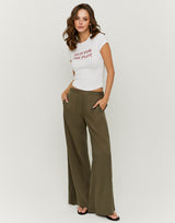 Mid-Rise Straight Leg Trousers | Kakki