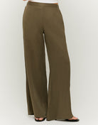 Mid-Rise Straight Leg Trousers | Kakki