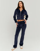 Velvet Mid Waist Jogger | Navy