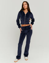 Velvet Mid Waist Jogger | Navy
