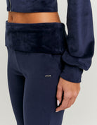 Velvet Mid Waist Jogger | Navy