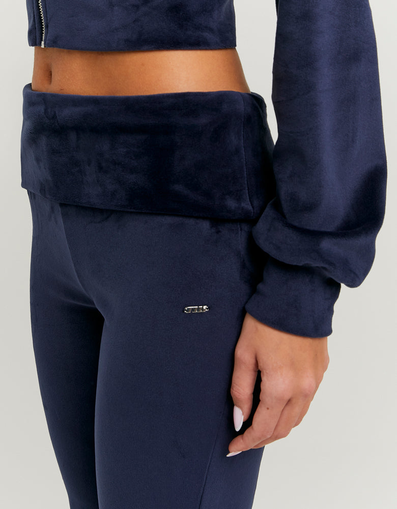 Velvet Mid Waist Jogger | Navy