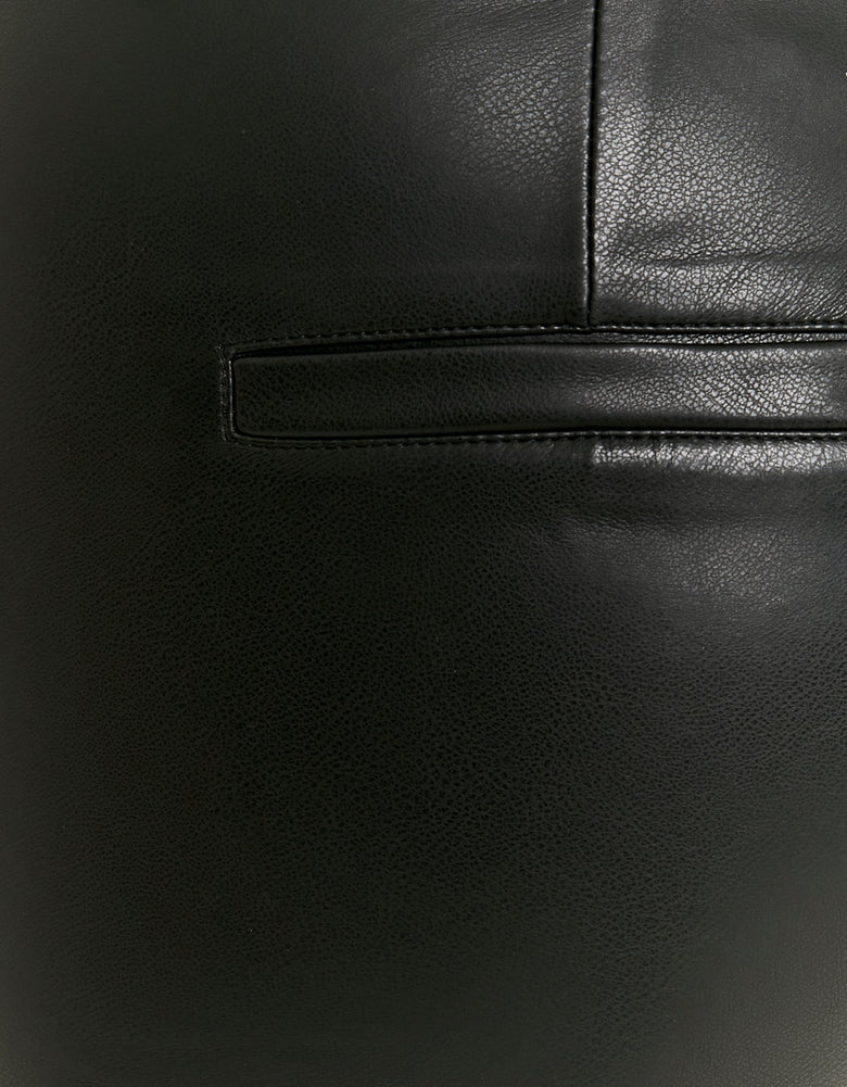 Mid Waist Flare Faux Leather Trousers | Black