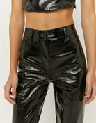 Straight Leg Vynil Trousers | Black