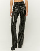 Straight Leg Vynil Trousers | Black