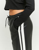 Faux Leather Wide Leg Pant | Black