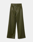 High Waist Wide Leg Fake Leather Trousers | Leaf