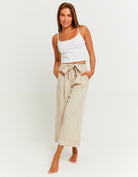 Lightweight Trousers with Elastic Waist Band | Beige