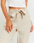 Lightweight Trousers with Elastic Waist Band | Beige