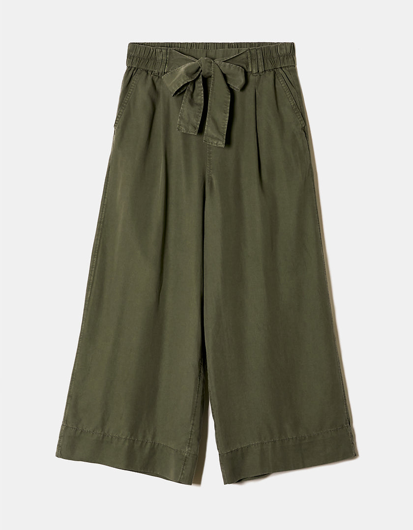 Lightweight Trousers with Elastic Waist Band | Kaki
