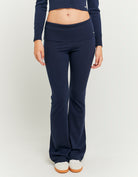 Knitted Flare Trousers | Navy