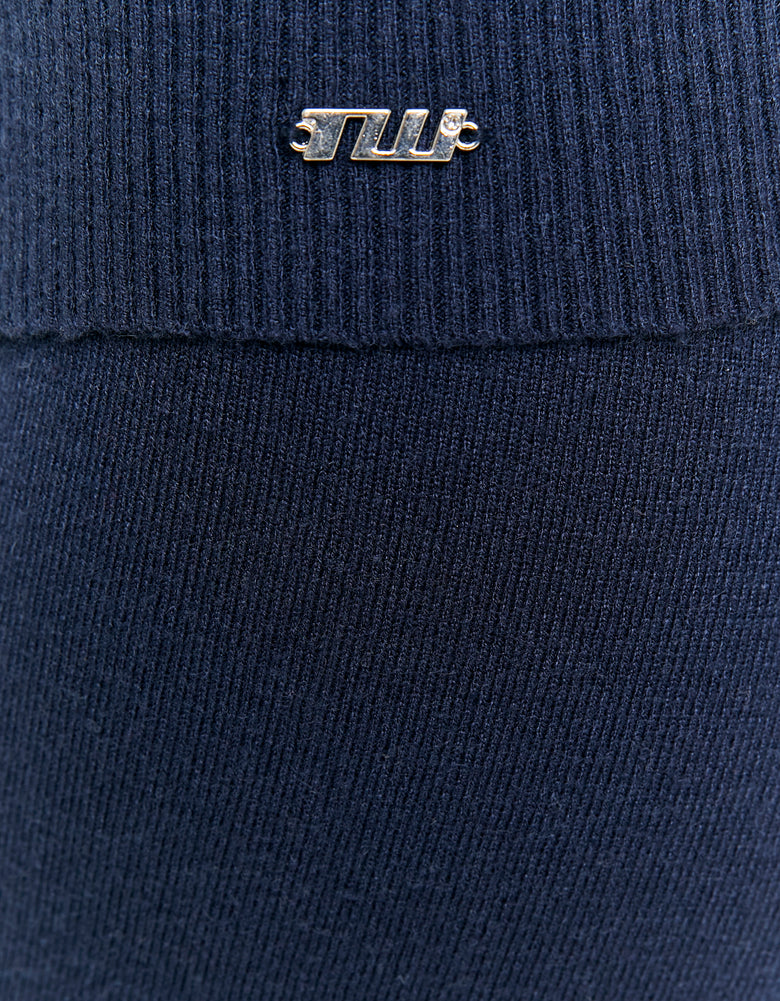 Knitted Flare Trousers | Navy