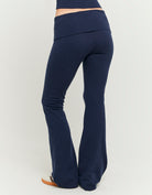 Knitted Flare Trousers | Navy