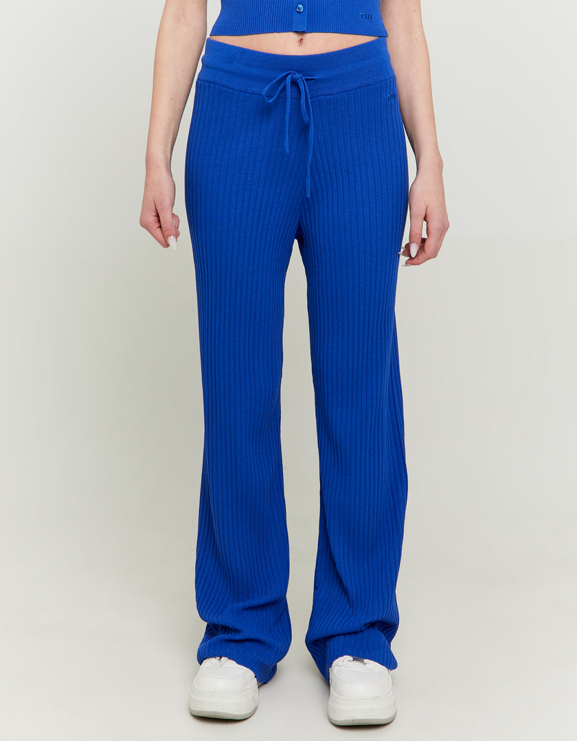 Wide Leg Knitted Trousers | Royal Blue