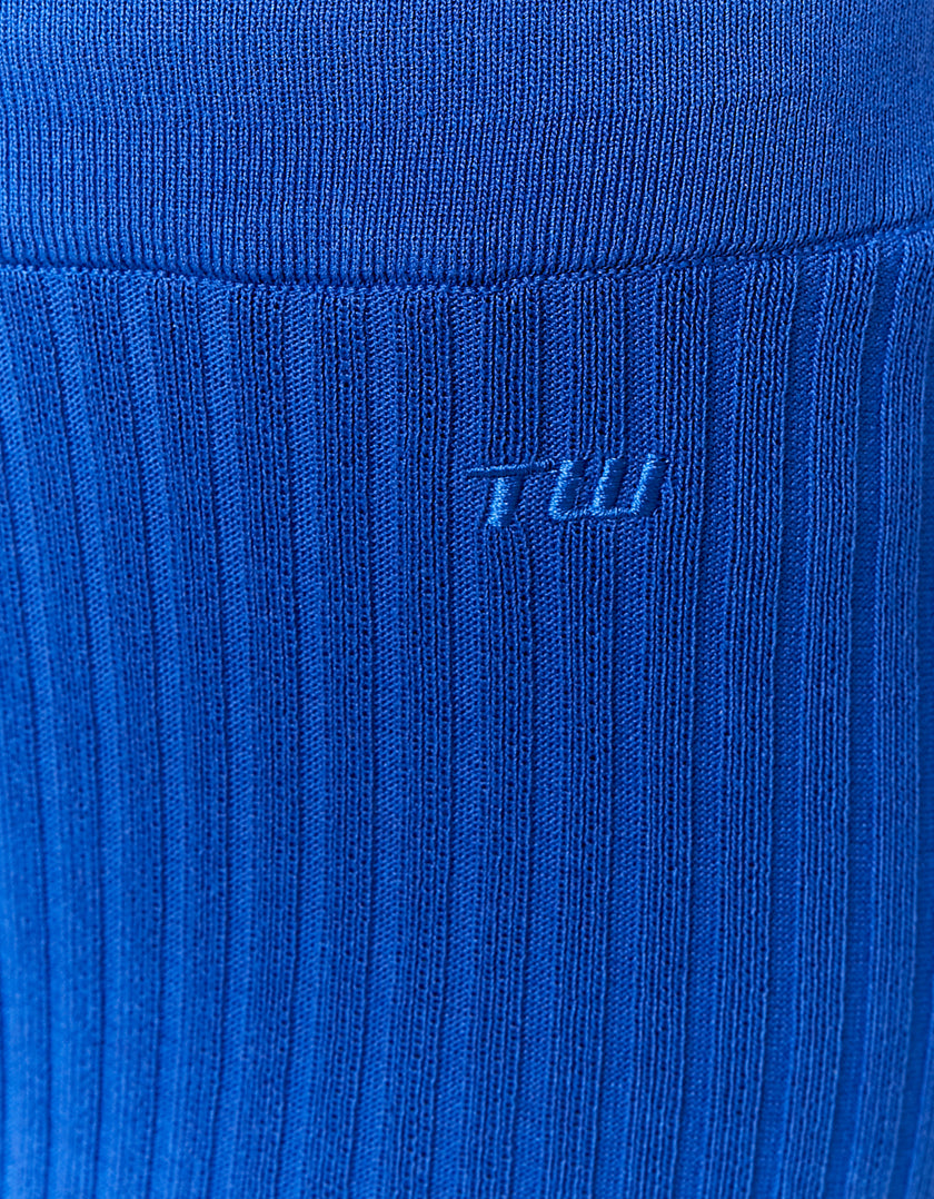 Wide Leg Knitted Trousers | Royal Blue