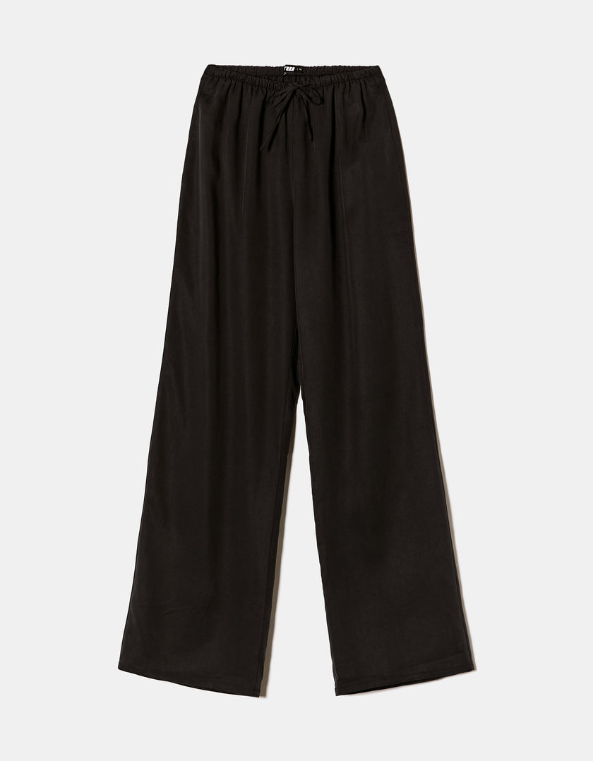 Wide Leg Drawstring Pants | Black