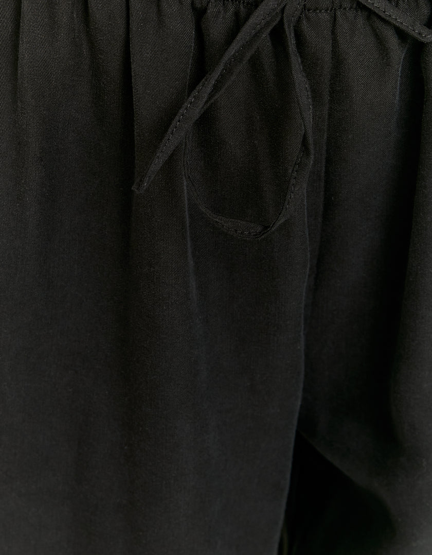 Wide Leg Drawstring Pants | Black