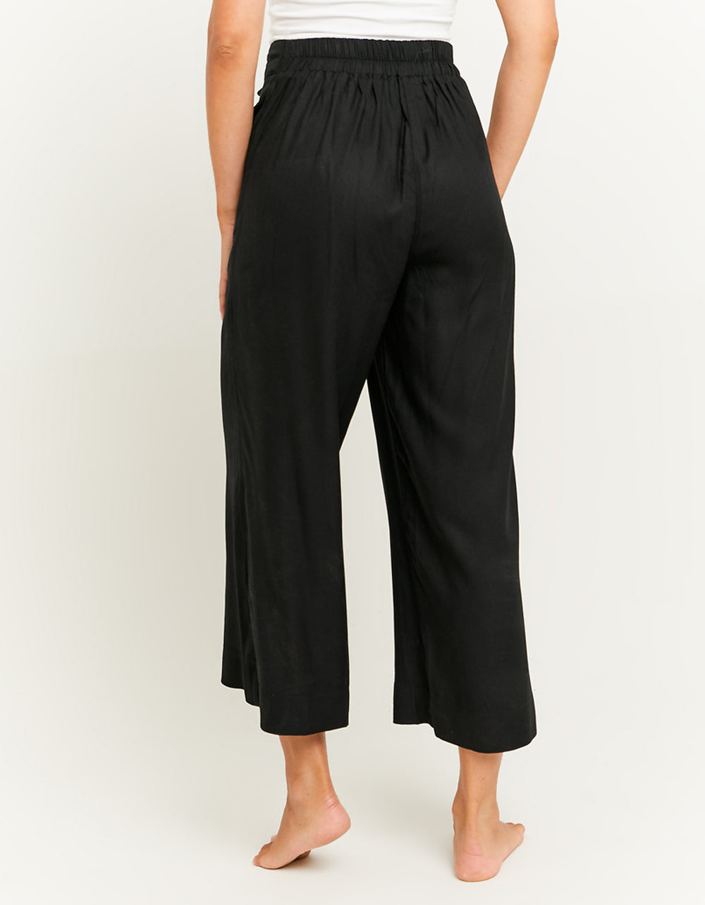 Wide Leg Trousers with Elastic Waist | Black