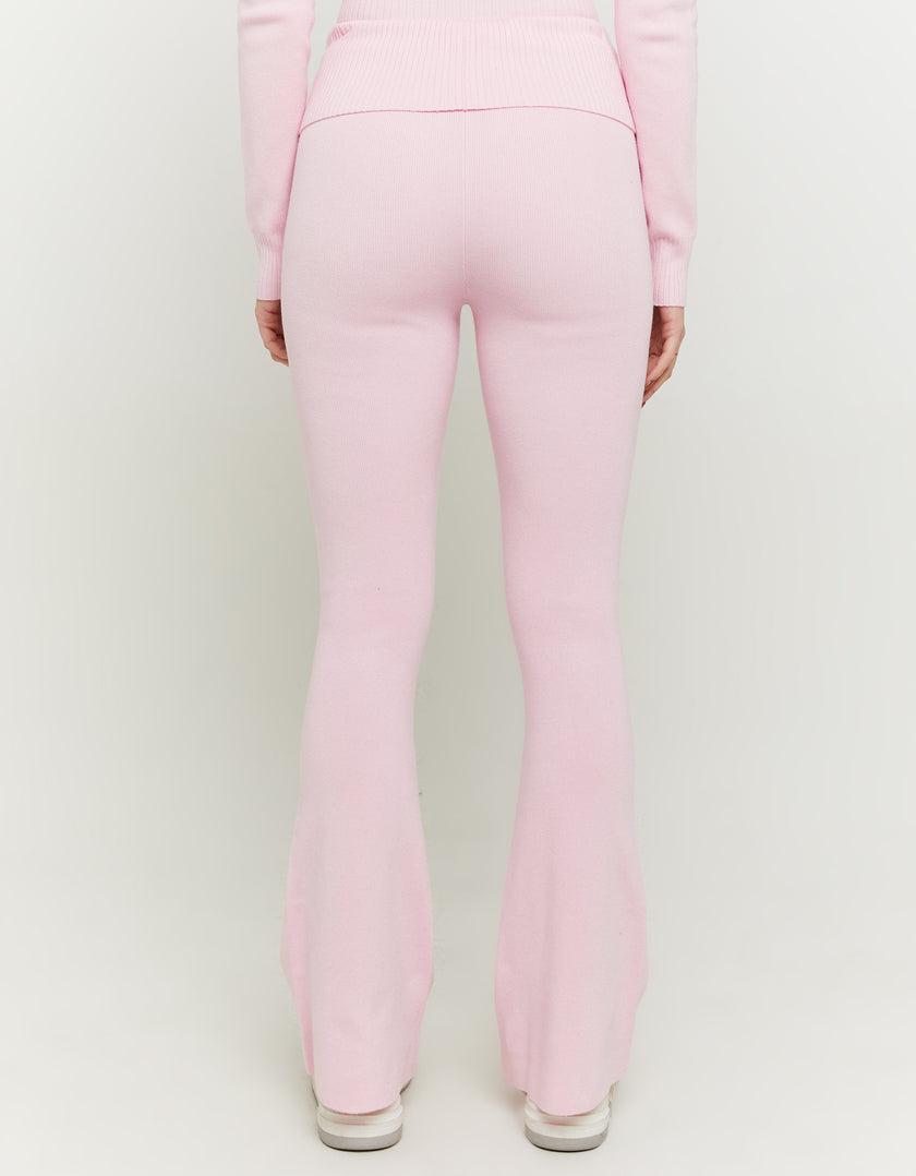 Skinny Flare Knitted Trousers | Pink