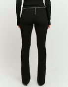 Knitted Flare Trousers With Belt | Black