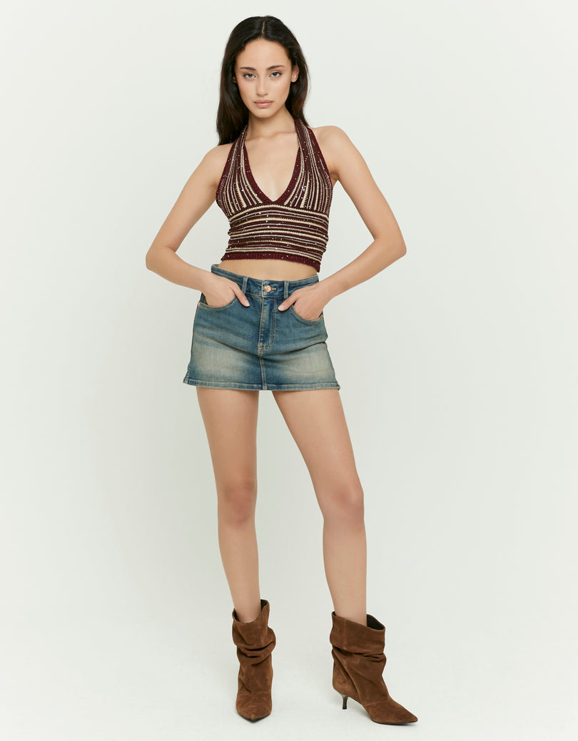 Knit Crop Top with Sequins | Melange