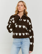 Knitted Zip - Up Sweater | Brown