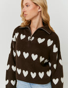 Knitted Zip - Up Sweater | Brown