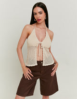 Beige Crochet Top | Beige