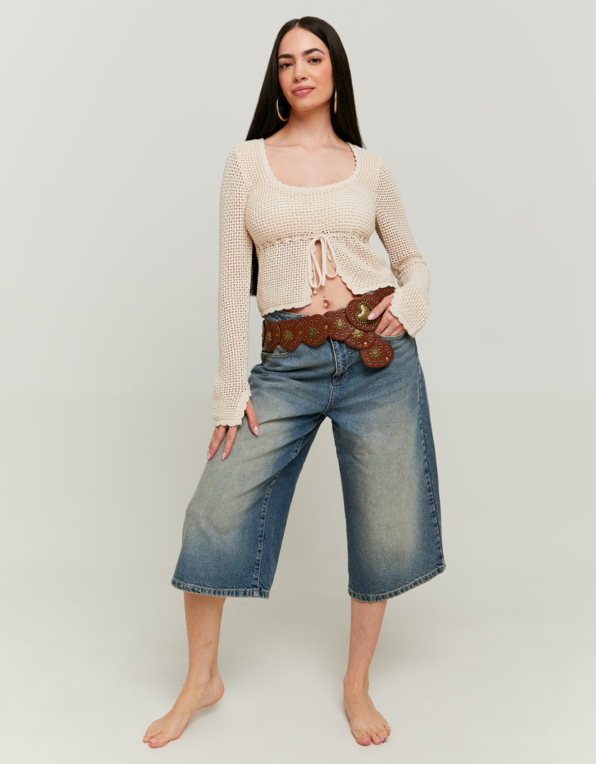 Crochet Cropped Top | Beige
