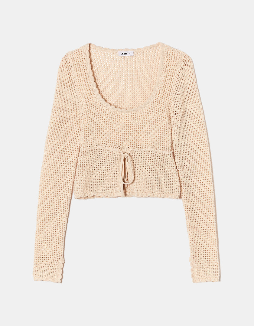 Crochet Cropped Top | Beige