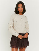 Jumper with Rhinestones | Beige Chine