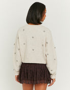 Jumper with Rhinestones | Beige Chine