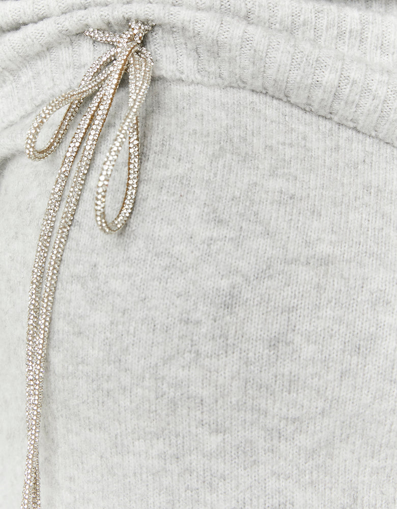 Off Shoulders Jumper with Strass | Grey