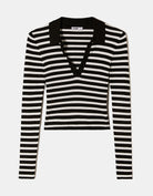 Fitted Jumper with Polo Neck | Off White-Black