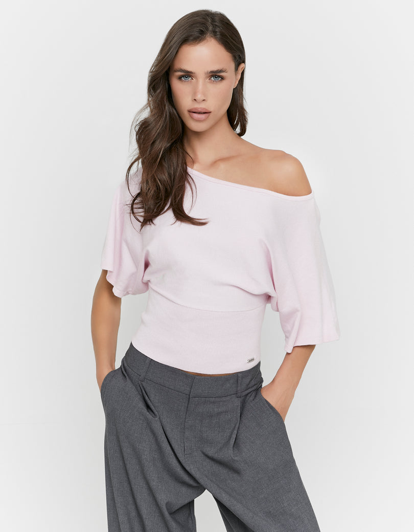 Boat Neck sweater | Pink