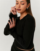 Knit Jumper with Faux Fur Details | Black