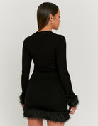 Knit Jumper with Faux Fur Details | Black